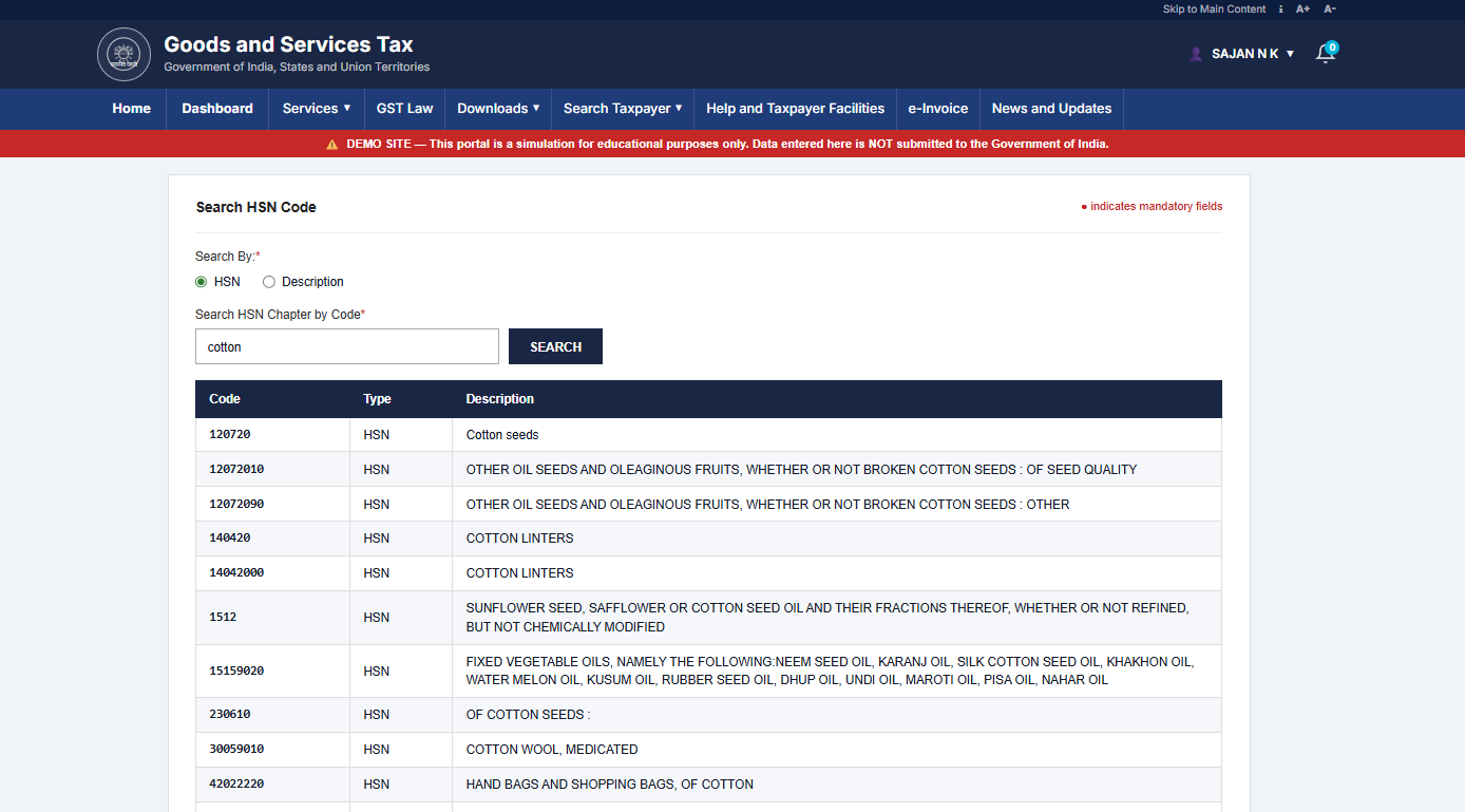 HSN Code Search
