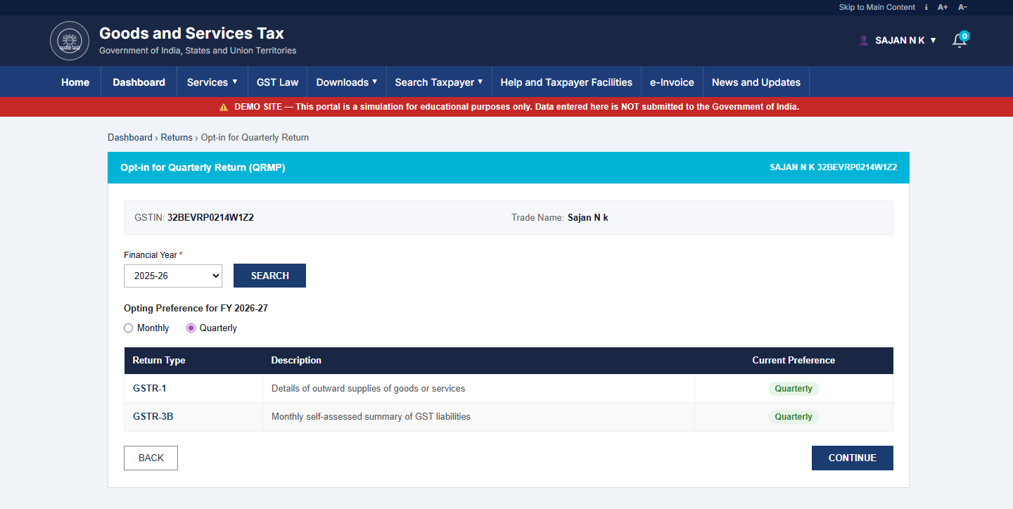Opt-in for Quarterly Return (QRMP)