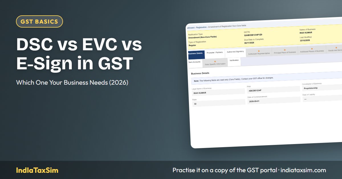 DSC vs EVC vs E-Sign in GST: Which One Your Business Needs (2026)
