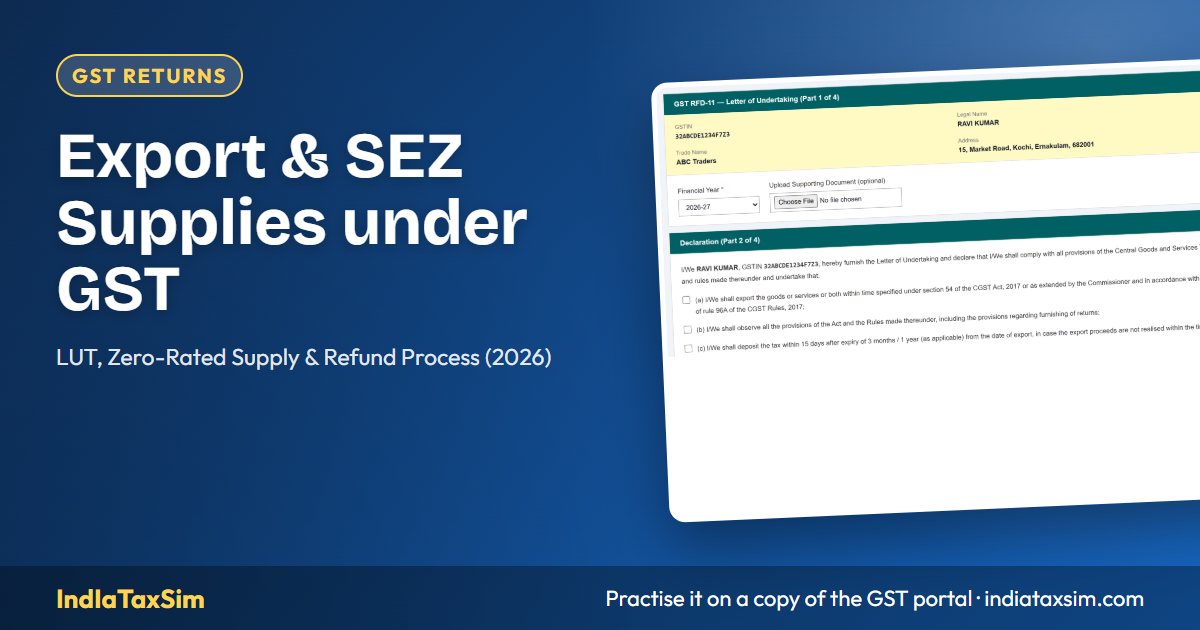 Export & SEZ Supplies under GST: LUT, Zero-Rated Supply & Refund Process (2026)