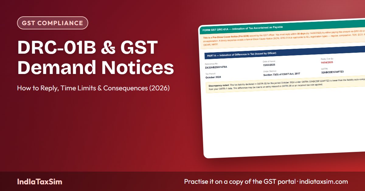 DRC-01B & GST Demand Notices: How to Reply, Time Limits & Consequences (2026)