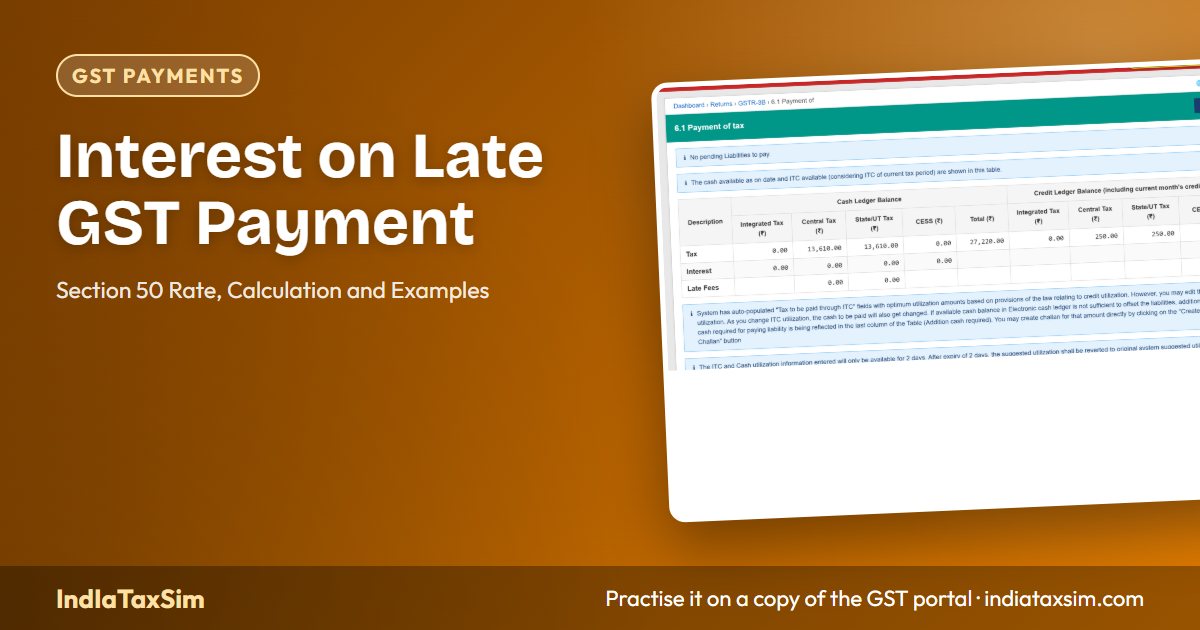 Interest on Late GST Payment: Section 50 Rate, Calculation and Examples