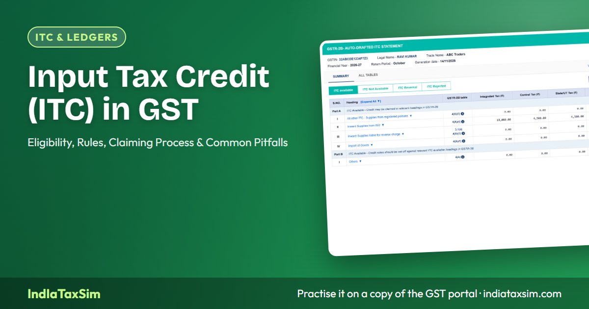 Input Tax Credit (ITC) in GST: Eligibility, Rules, Claiming Process & Common Pitfalls