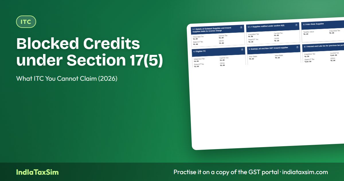 Blocked Credits under Section 17(5): What ITC You Cannot Claim (2026)